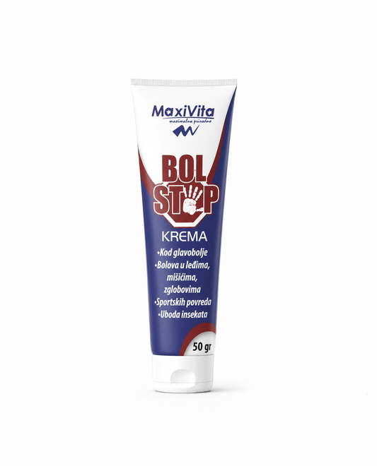 MaxiVita Bol Stop cream tube on a white background