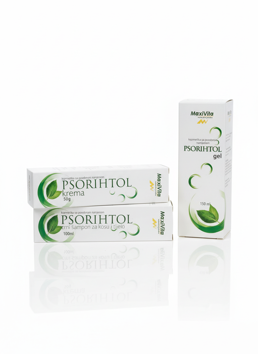 Psorihtol set 3u1, krema, crni šampon i gel