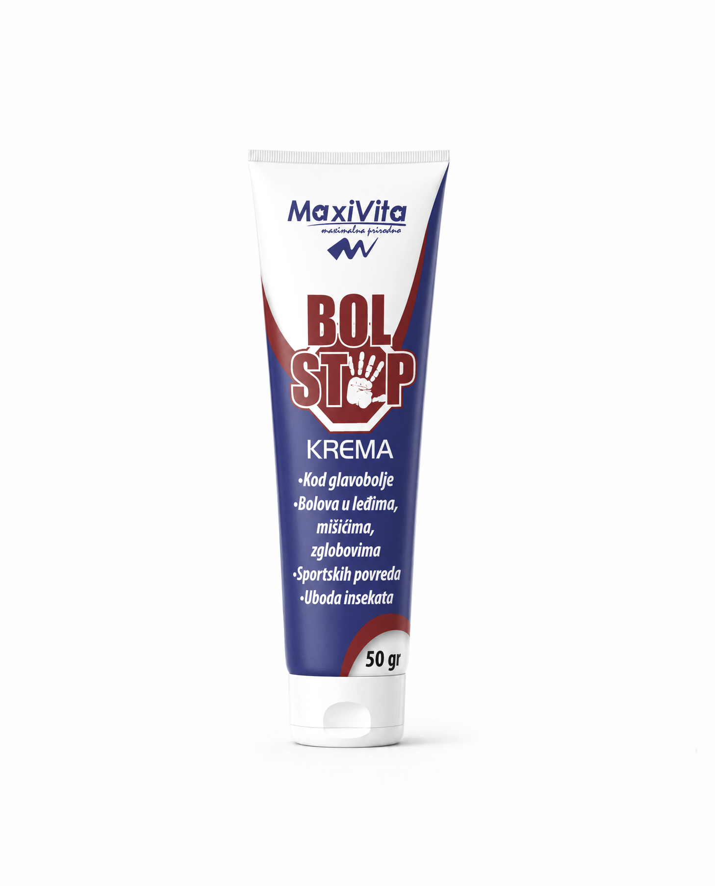 MaxiVita Bol Stop cream tube on a white background