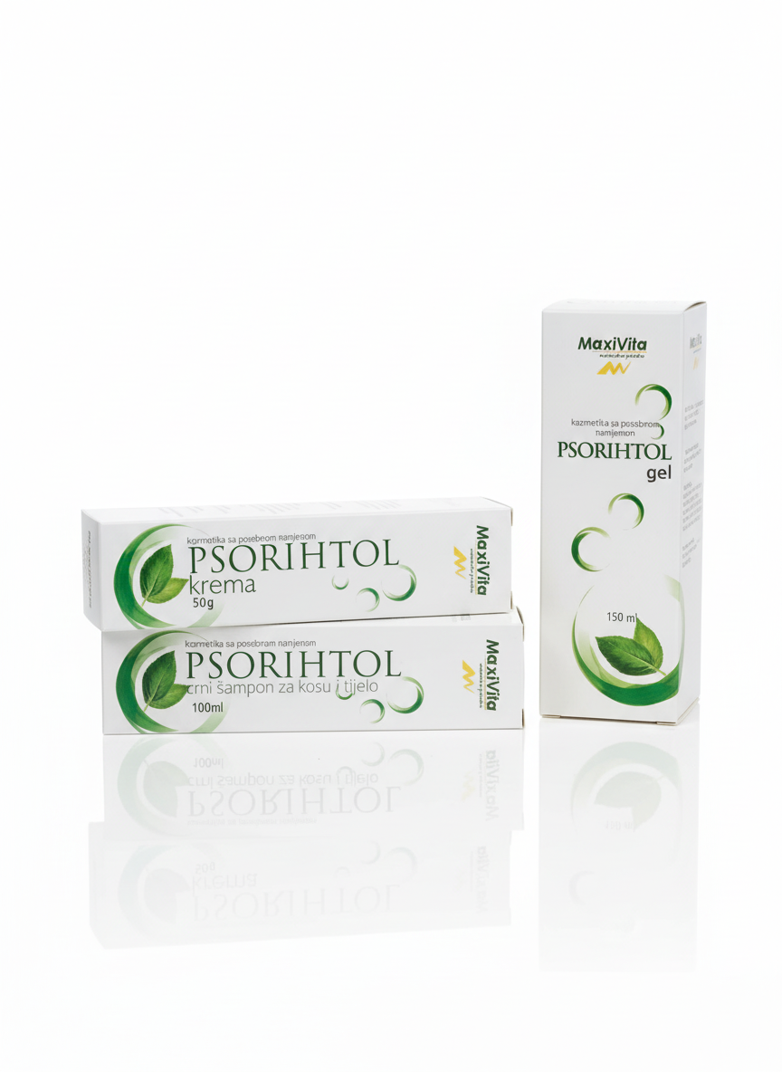 Psorihtol set 3u1, krema, crni šampon i gel